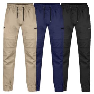 BAD SAVIOUR™ CUFFED ELASTIC WAIST WORK PANTS: KHAKI, 87