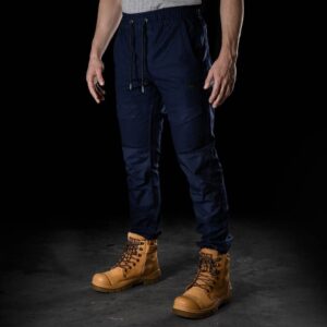 BAD SAVIOUR™ CUFFED ELASTIC WAIST WORK PANTS: NAVY, 87